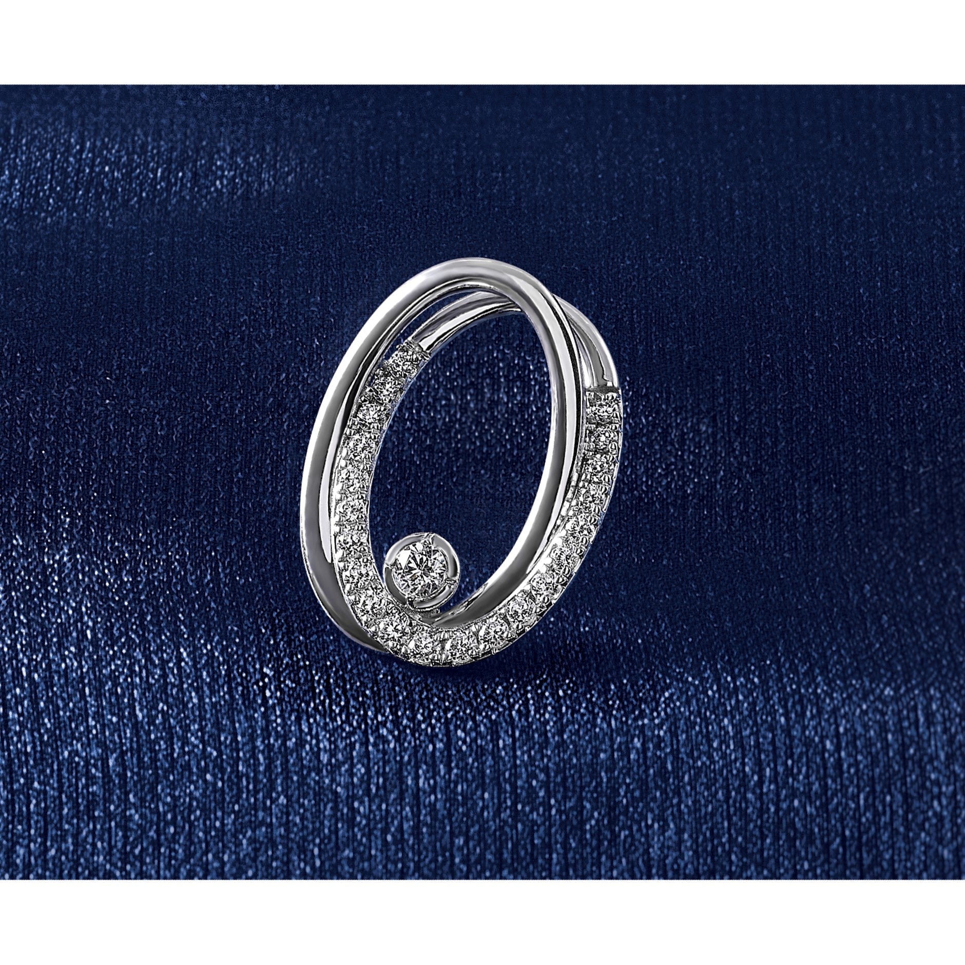 14K Weißgold 0,5 ct. Labordiamant VS/SI+ G+ Doppeloval-Ketten-Gleitanhänger