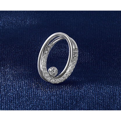 14K Weißgold 0,5 ct. Labordiamant VS/SI+ G+ Doppeloval-Ketten-Gleitanhänger
