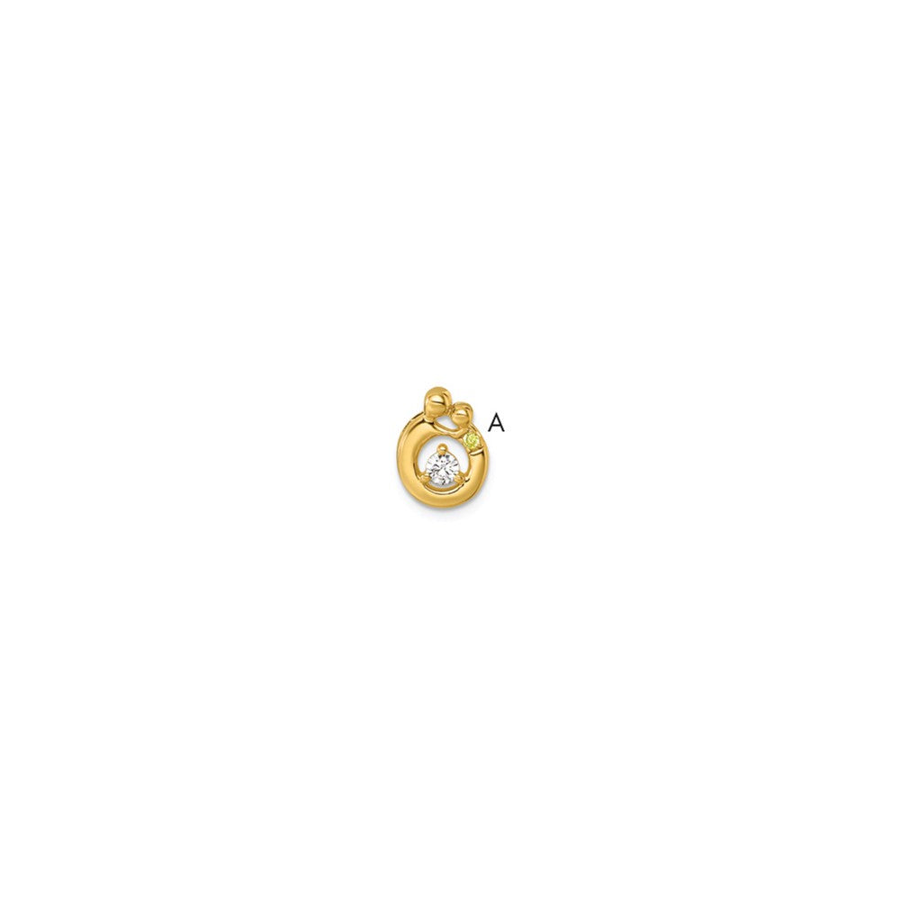 14K Gelbgold 1 Echt Geburtsstein und Diamant. Mutter/child Kette Anhänger
