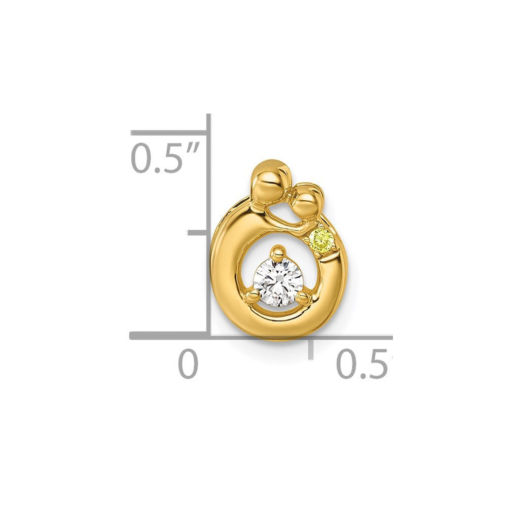 14K Gelbgold 1 Echt Geburtsstein und Diamant. Mutter/child Kette Anhänger