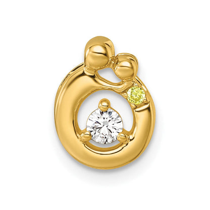 14K Gelbgold 1 Echt Geburtsstein und Diamant. Mutter/child Kette Anhänger