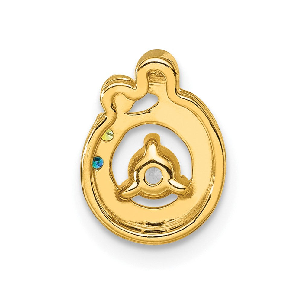 14K Gelbgold 2 Synthetisch Geburtsstein und Diamant. Mutter/child Kette Anhänger