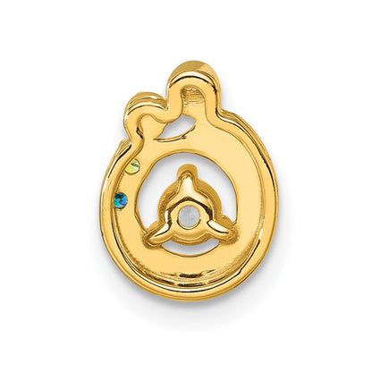 14K Gelbgold 2 Synthetisch Geburtsstein und Diamant. Mutter/child Kette Anhänger