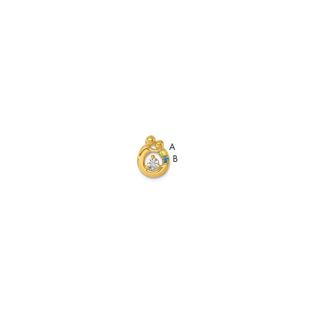 14K Gelbgold 2 Echt Geburtsstein und Diamant. Mutter/child Kette Anhänger