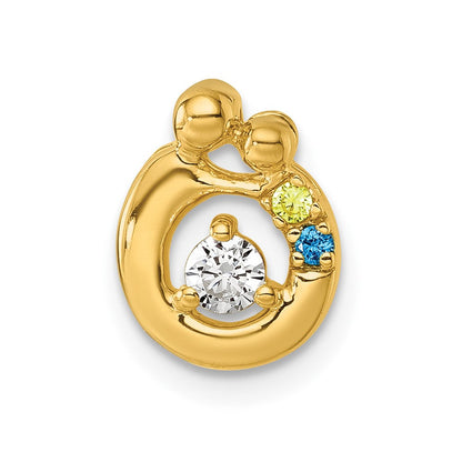 14K Gelbgold 2 Echt Geburtsstein und Diamant. Mutter/child Kette Anhänger