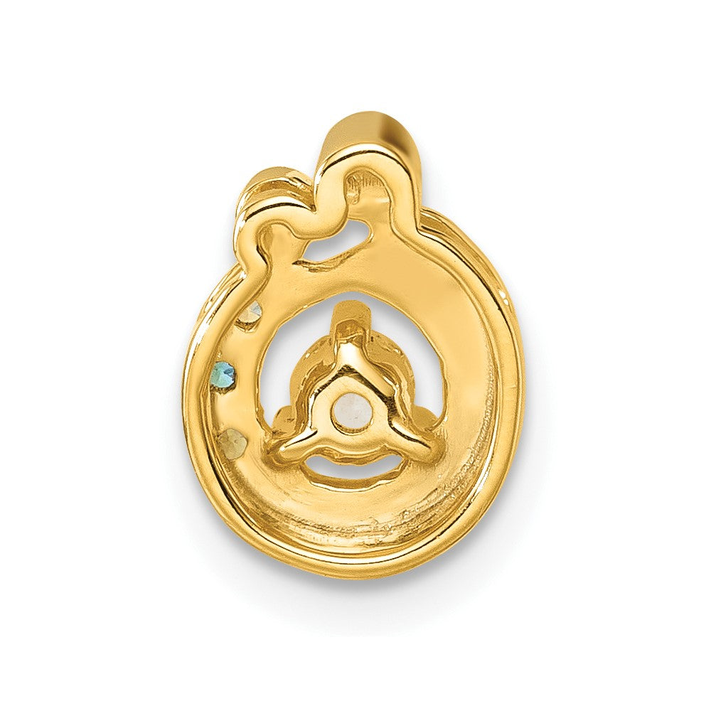 14K Gelbgold 3 Synthetisch Geburtsstein und Diamant. Mutter/child Kette Anhänger