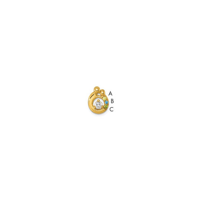 14K Gelbgold 3 Synthetisch Geburtsstein und Diamant. Mutter/child Kette Anhänger