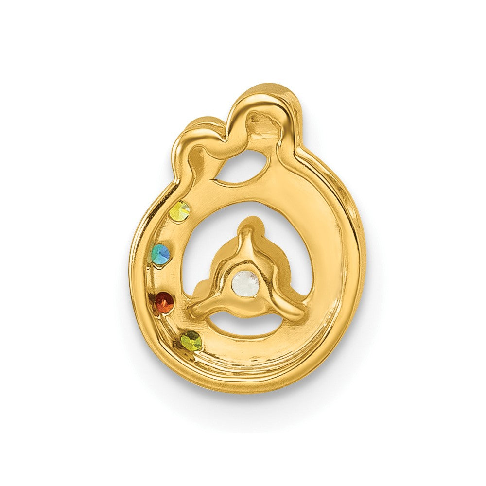 14K Gelbgold 4 Synthetisch Geburtsstein und Diamant. Mutter/child Kette Anhänger