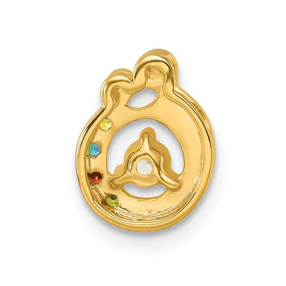14K Gelbgold 4 Synthetisch Geburtsstein und Diamant. Mutter/child Kette Anhänger