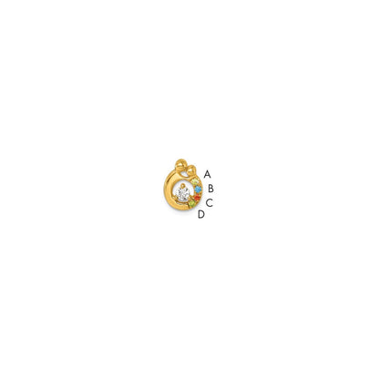14K Gelbgold 4 Echt Geburtsstein und Diamant. Mutter/child Kette Anhänger