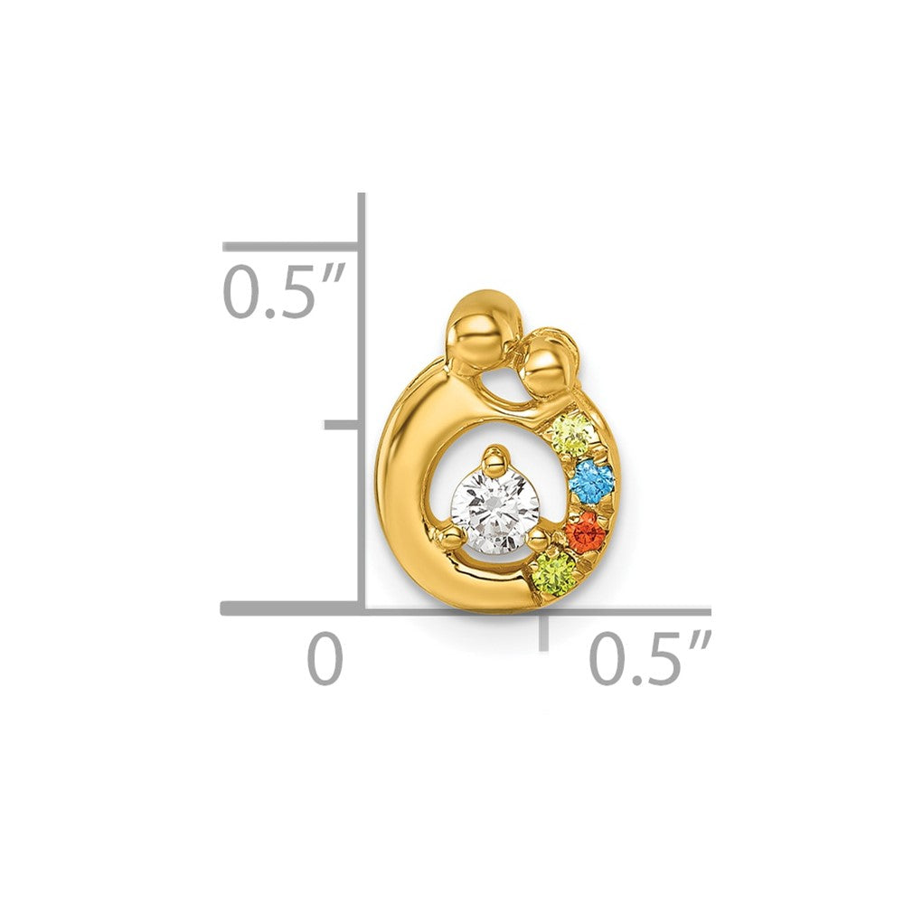 14K Gelbgold 4 Synthetisch Geburtsstein und Diamant. Mutter/child Kette Anhänger