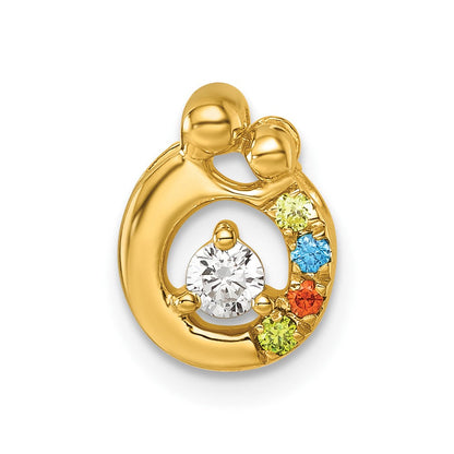 14K Gelbgold 4 Echt Geburtsstein und Diamant. Mutter/child Kette Anhänger