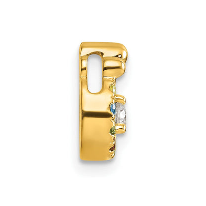 14K Gelbgold 5 Echt Geburtsstein und Diamant. Mutter/child Kette Anhänger