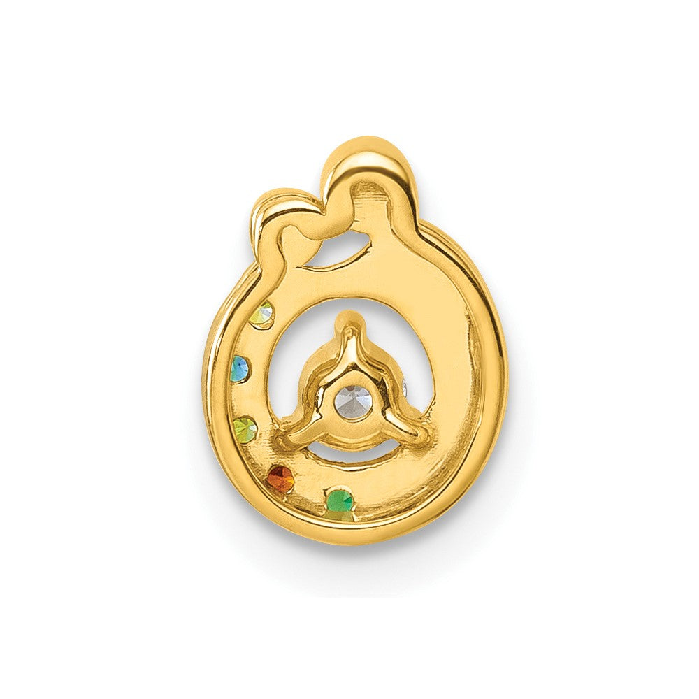 14K Gelbgold 5 Synthetisch Geburtsstein und Diamant. Mutter/child Kette Anhänger