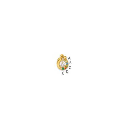 14K Gelbgold 5 Synthetisch Geburtsstein und Diamant. Mutter/child Kette Anhänger