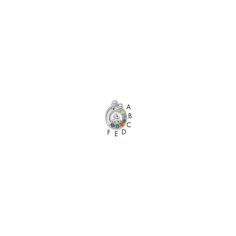 14K Weißgold Wg 6 Echt Geburtsstein und Diamant. Mutter/child Kette Anhänger