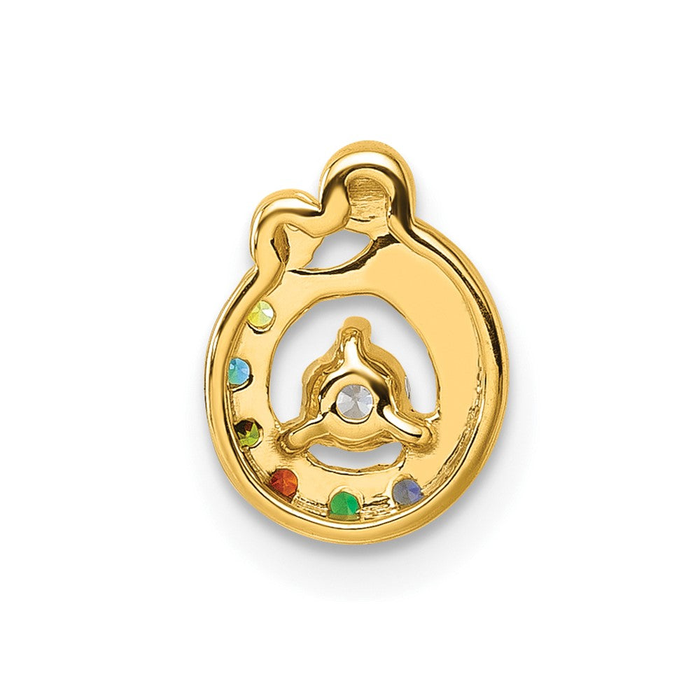 14K Gelbgold 6 Synthetisch Geburtsstein und Diamant. Mutter/child Kette Anhänger