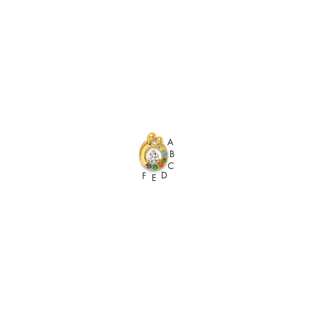 14K Gelbgold 6 Echt Geburtsstein und Diamant. Mutter/child Kette Anhänger