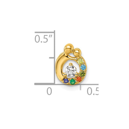 14K Gelbgold 6 Synthetisch Geburtsstein und Diamant. Mutter/child Kette Anhänger