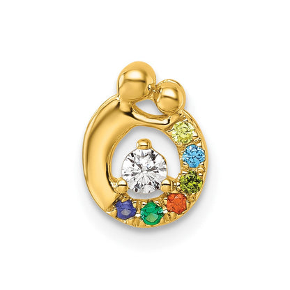 14K Gelbgold 6 Echt Geburtsstein und Diamant. Mutter/child Kette Anhänger