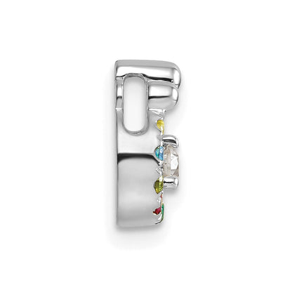 14K Weißgold Wg 7 Synthetisch Geburtsstein und Diamant. Mutter/child Kette Anhänger