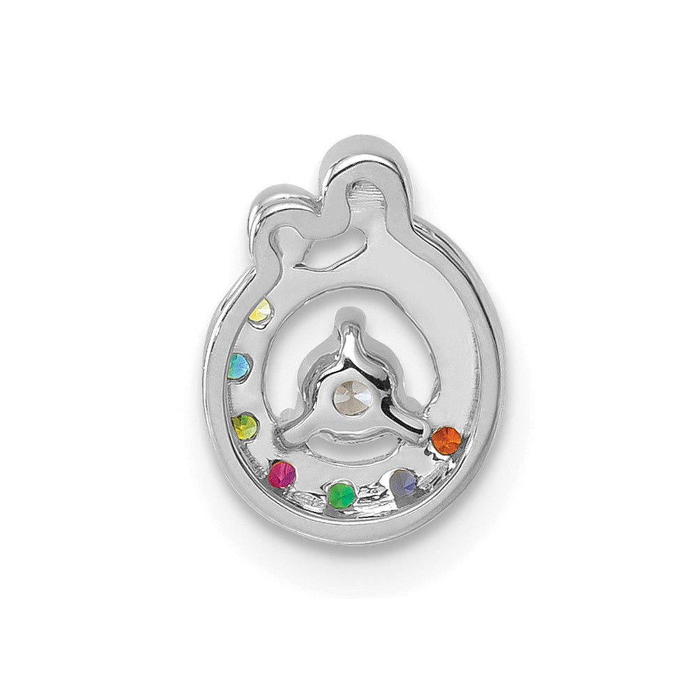 14K Weißgold Wg 7 Echt Geburtsstein und Diamant. Mutter/child Kette Anhänger