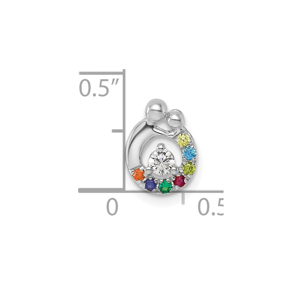 14K Weißgold Wg 7 Synthetisch Geburtsstein und Diamant. Mutter/child Kette Anhänger
