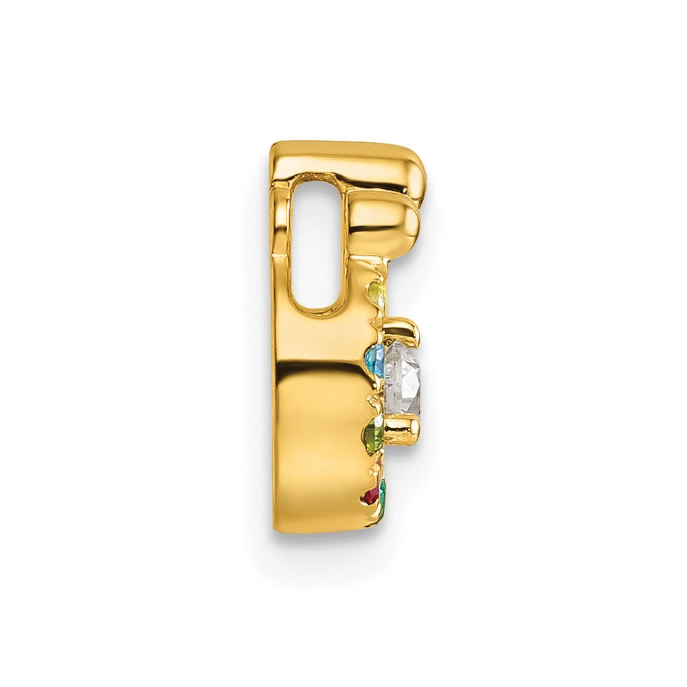 14K Gelbgold 7 Synthetisch Geburtsstein und Diamant. Mutter/child Kette Anhänger