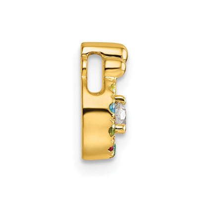 14K Gelbgold 7 Echt Geburtsstein und Diamant. Mutter/child Kette Anhänger