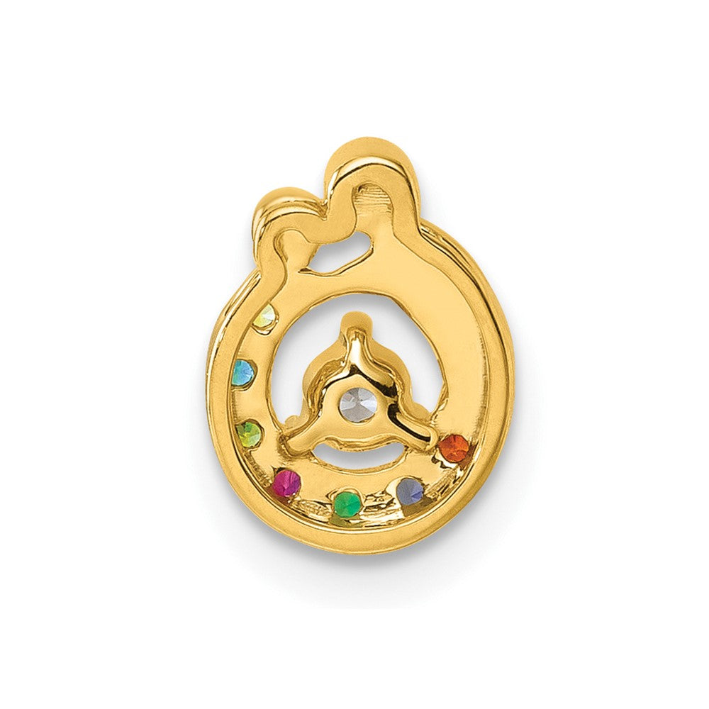 14K Gelbgold 7 Echt Geburtsstein und Diamant. Mutter/child Kette Anhänger