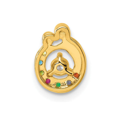 14K Gelbgold 7 Echt Geburtsstein und Diamant. Mutter/child Kette Anhänger