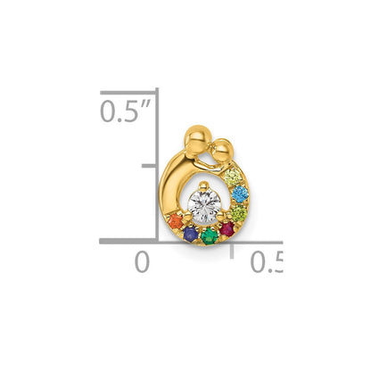 14K Gelbgold 7 Synthetisch Geburtsstein und Diamant. Mutter/child Kette Anhänger