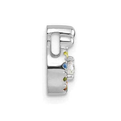 14K Weißgold Wg 8 Echt Geburtsstein und Diamant. Mutter/child Kette Anhänger