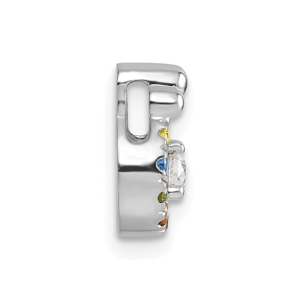 14K Weißgold Wg 8 Synthetisch Geburtsstein und Diamant. Mutter/child Kette Anhänger