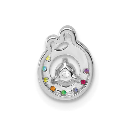 14K Weißgold Wg 8 Echt Geburtsstein und Diamant. Mutter/child Kette Anhänger