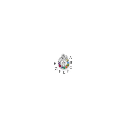 14K Weißgold Wg 8 Echt Geburtsstein und Diamant. Mutter/child Kette Anhänger