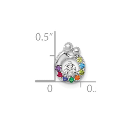 14K Weißgold Wg 8 Echt Geburtsstein und Diamant. Mutter/child Kette Anhänger