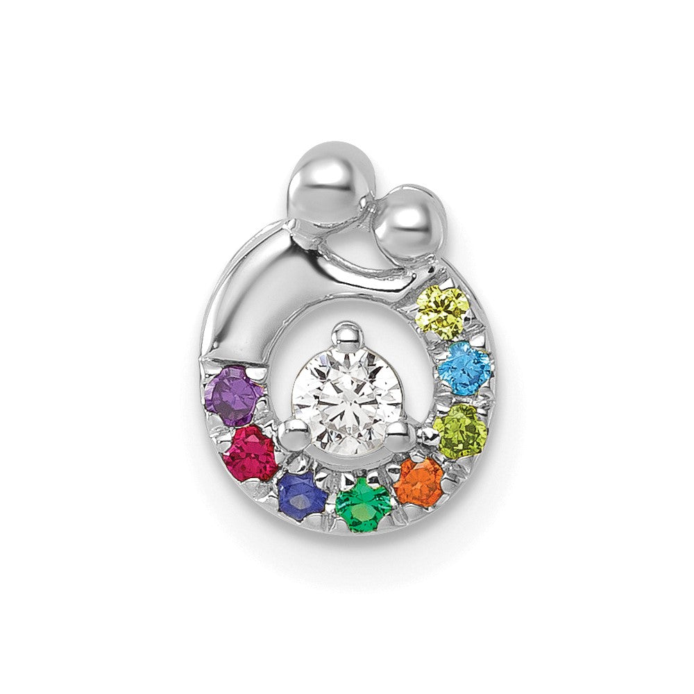 14K Weißgold Wg 8 Echt Geburtsstein und Diamant. Mutter/child Kette Anhänger
