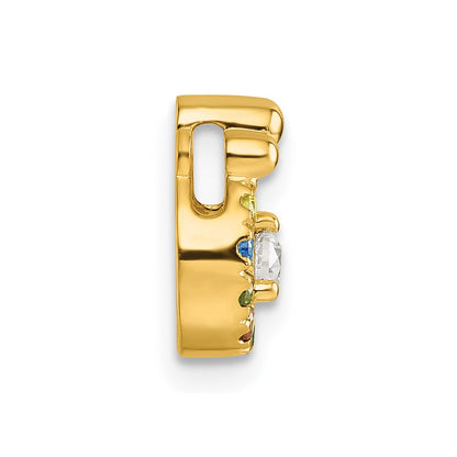 14K Gelbgold 8 Echt Geburtsstein und Diamant. Mutter/child Kette Anhänger