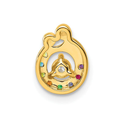 14K Gelbgold 8 Echt Geburtsstein und Diamant. Mutter/child Kette Anhänger