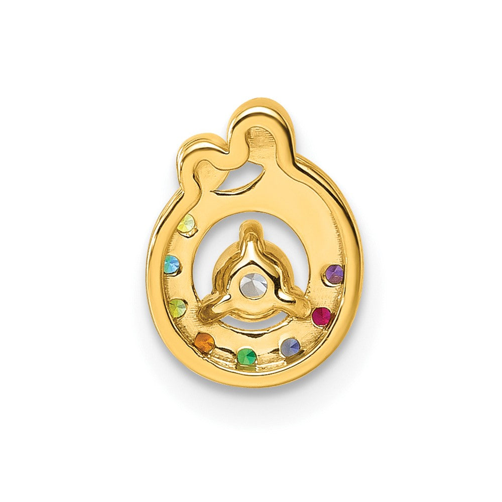 14K Gelbgold 8 Synthetisch Geburtsstein und Diamant. Mutter/child Kette Anhänger