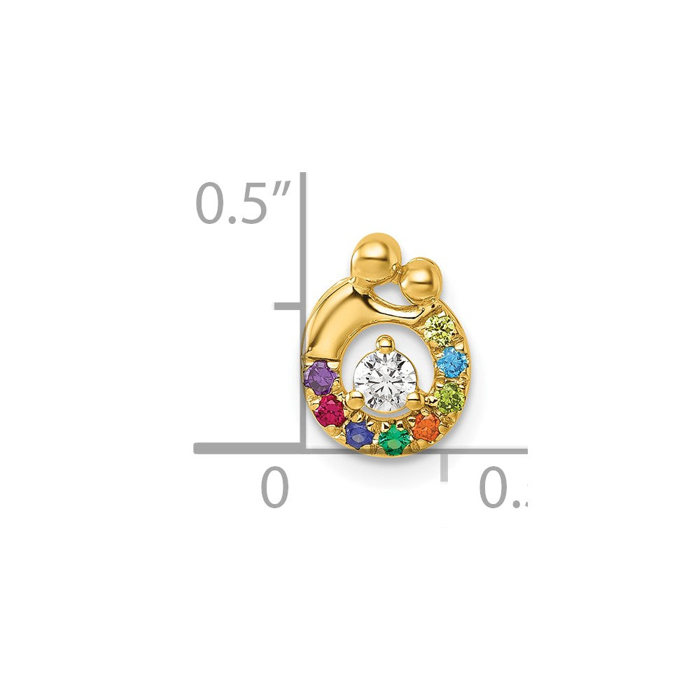 14K Gelbgold 8 Echt Geburtsstein und Diamant. Mutter/child Kette Anhänger