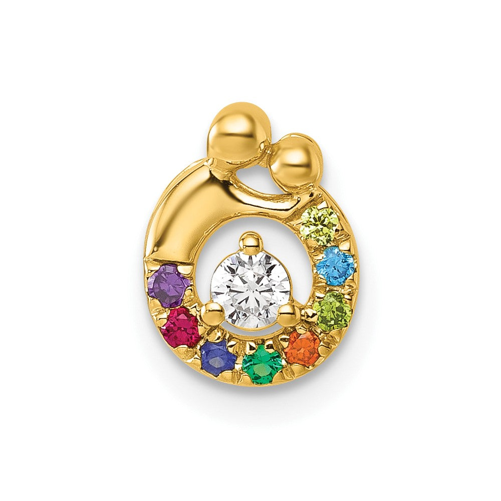 14K Gelbgold 8 Synthetisch Geburtsstein und Diamant. Mutter/child Kette Anhänger