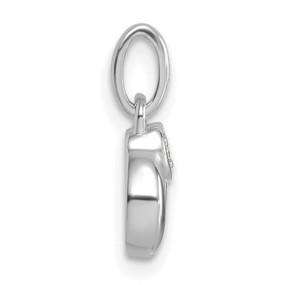14K Weißgold Wg Diamant. Herz mit 1 Synthetisch Geburtsstein Mutter Kreis Anhänger