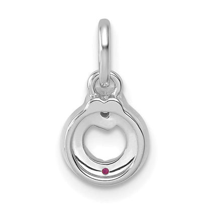 14K Weißgold Wg Diamant. Herz mit 1 Echt Geburtsstein Mutter Kreis Anhänger