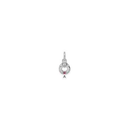 14K Weißgold Wg Diamant. Herz mit 1 Echt Geburtsstein Mutter Kreis Anhänger