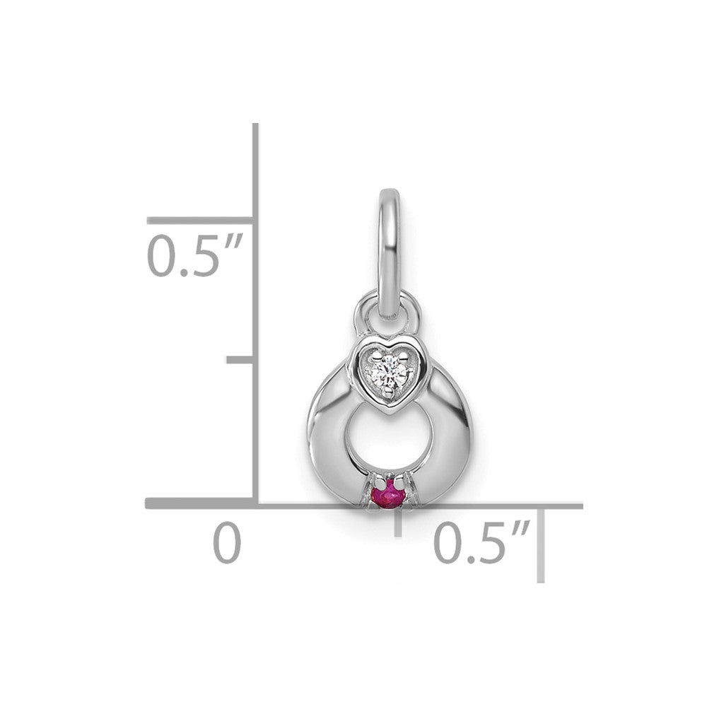 14K Weißgold Wg Diamant. Herz mit 1 Echt Geburtsstein Mutter Kreis Anhänger
