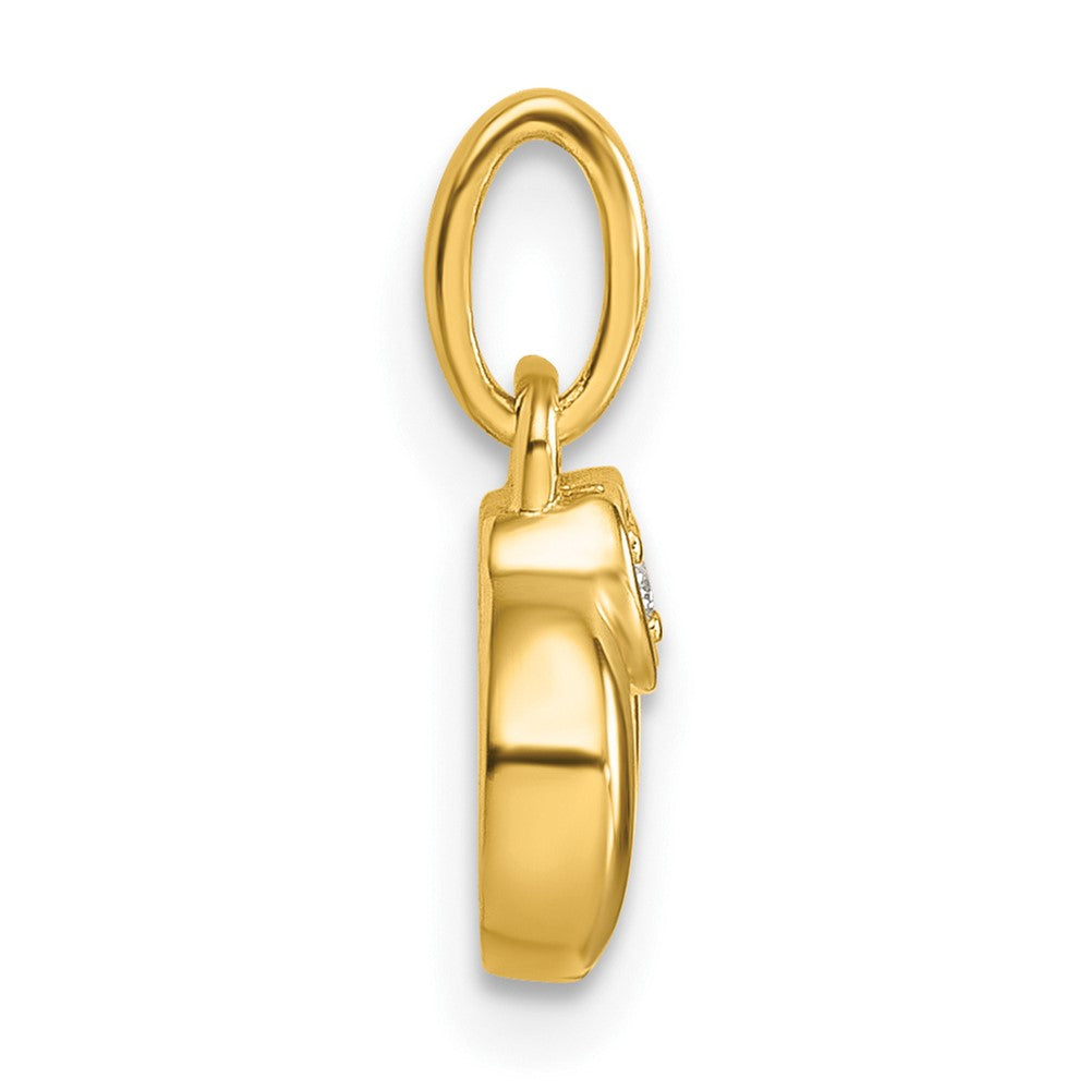 14K Gelbgold Diamant. Herz mit 1 Synthetisch Geburtsstein Mutter Kreis Anhänger