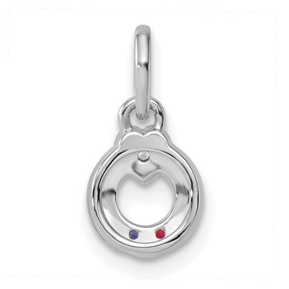 14K Weißgold Wg Diamant. Herz mit 2 Synthetisch Geburtsstein Mutter Kreis Anhänger