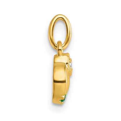 14K Gelbgold Diamant. Herz mit 3 Synthetisch Geburtsstein Mutter Kreis Anhänger